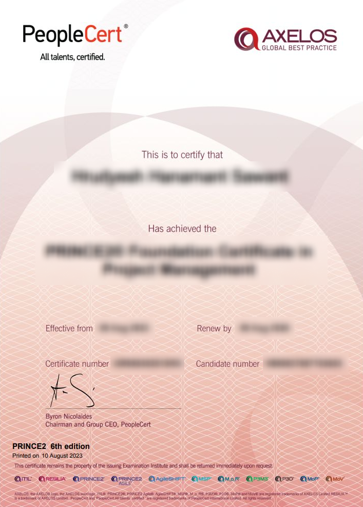 Prince2 Certificate